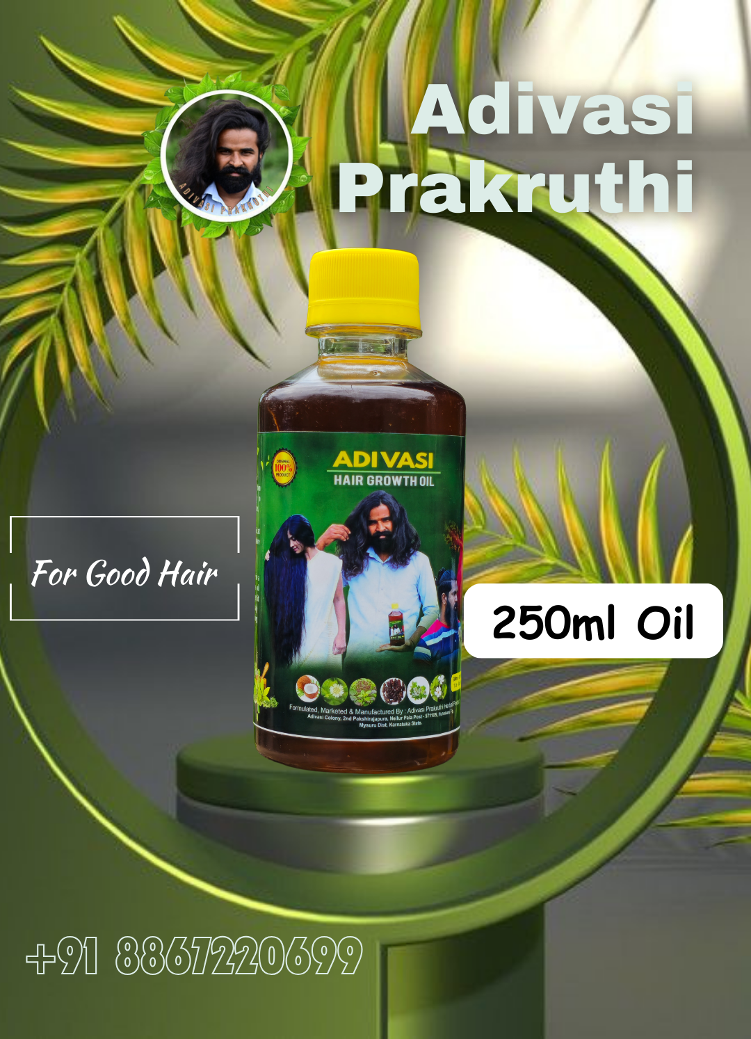 250ml Adivsi Prakruthi Hair Growth Oil