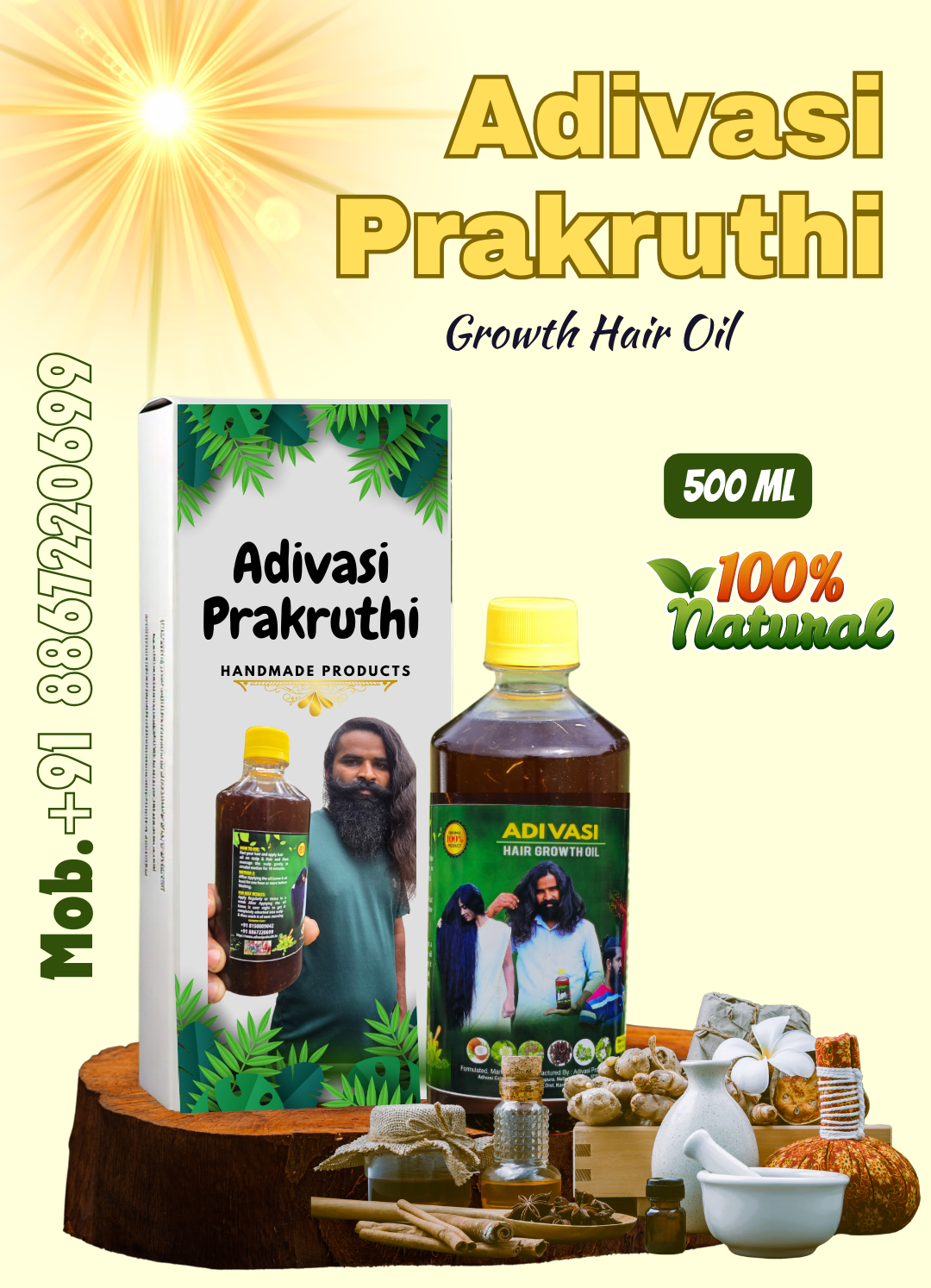 500ml Adivsi Prakruthi Growth  Hair Oil